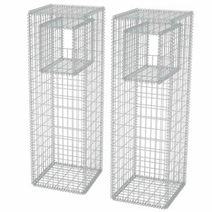 vidaXL Gabion Basket Post/Planter 2 pcs. Steel 50x50x160 cm
