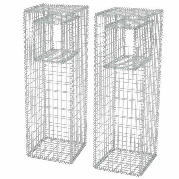 vidaXL Gabion Basket Post/Planter 2 pcs. Steel 50x50x160 cm