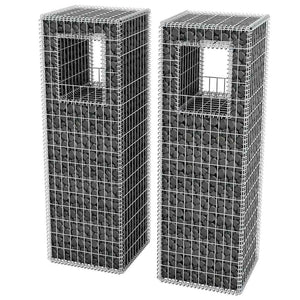 vidaXL Gabion Basket Post/Planter 2 pcs. Steel 50x50x160 cm