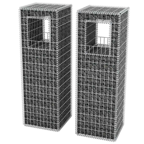 vidaXL Gabion Basket Post/Planter 2 pcs. Steel 50x50x160 cm