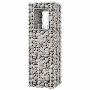 vidaXL Gabion Basket Post/Planter 2 pcs. Steel 50x50x160 cm