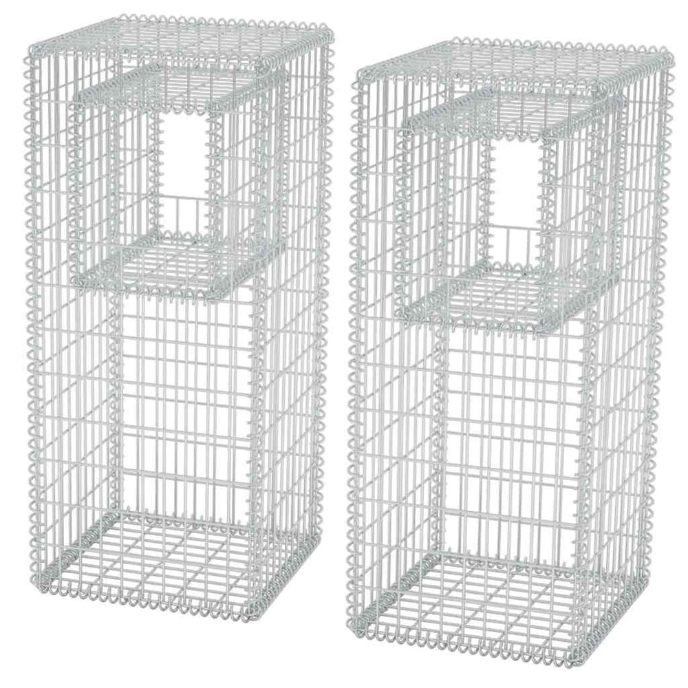 vidaXL Gabion Basket Post/Planter 2 pcs. Steel 50x50x120 cm