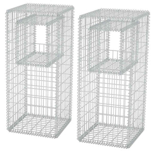vidaXL Gabion Basket Post/Planter 2 pcs. Steel 50x50x120 cm