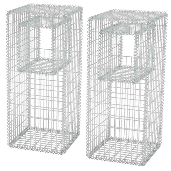 vidaXL Gabion Basket Post/Planter 2 pcs. Steel 50x50x120 cm