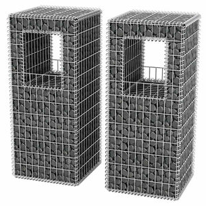 vidaXL Gabion Basket Post/Planter 2 pcs. Steel 50x50x120 cm