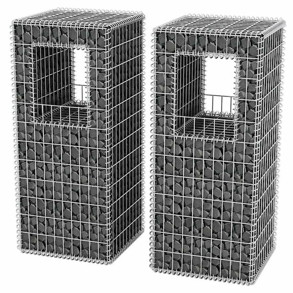 vidaXL Gabion Basket Post/Planter 2 pcs. Steel 50x50x120 cm