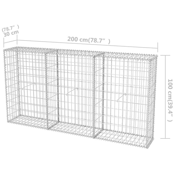 vidaXL Gabion Basket Steel 200×30×100 cm