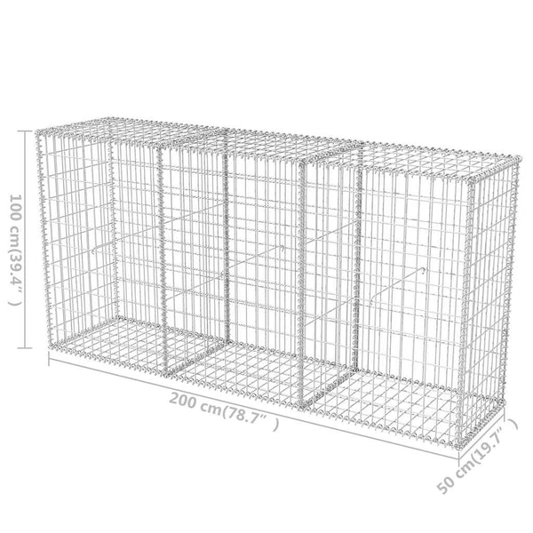 vidaXL Gabion Basket Steel 200×50×100 cm