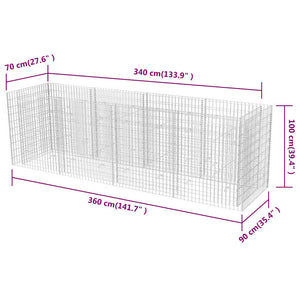 vidaXL Gabion Raised Garden Bed Steel 360x90x100 cm