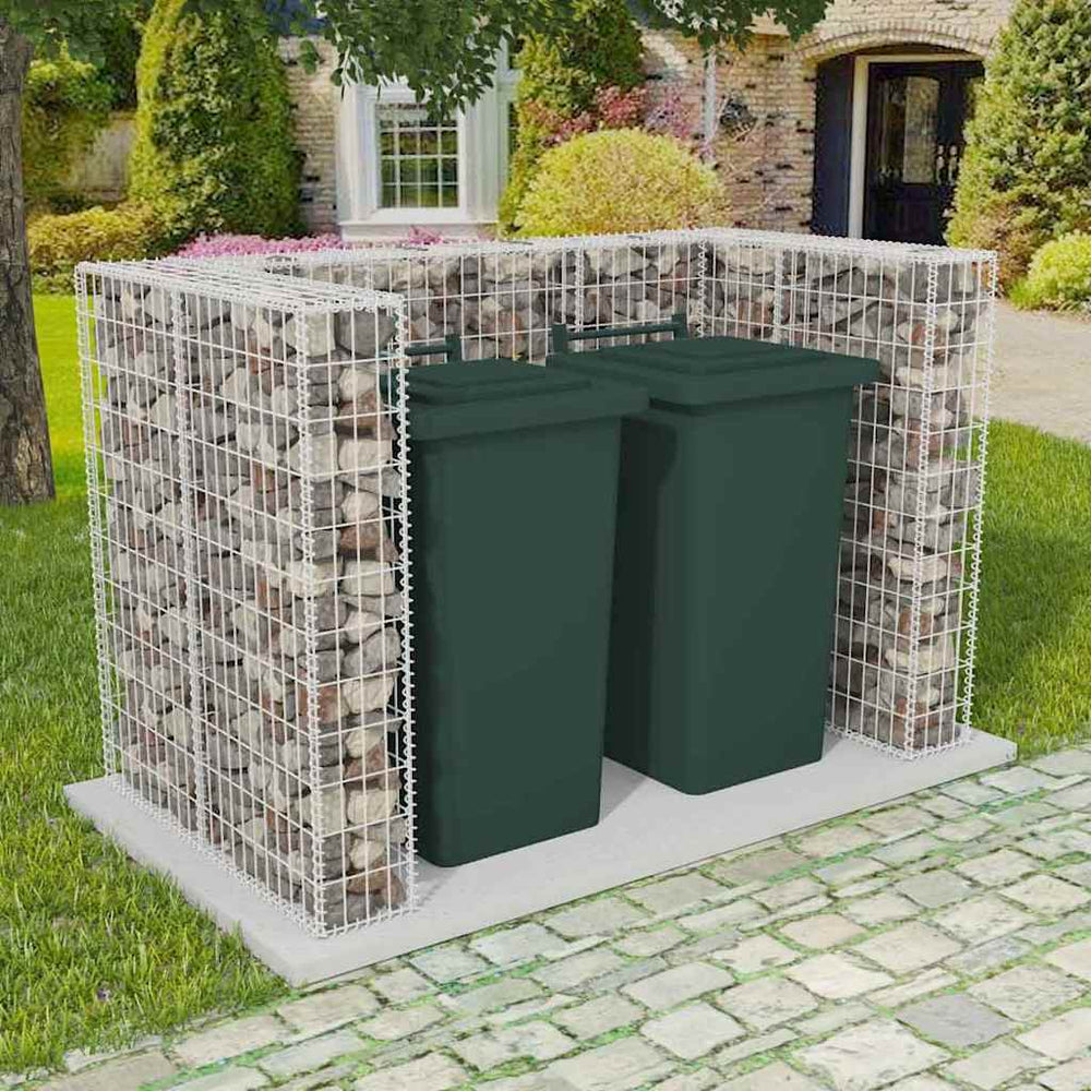 vidaXL Gabion Trash Can Enclosure for 2 Bins Steel 180x100x120cm