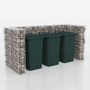 vidaXL Gabion Trash Can Enclosure for 3 Bins Steel 250x100x120cm