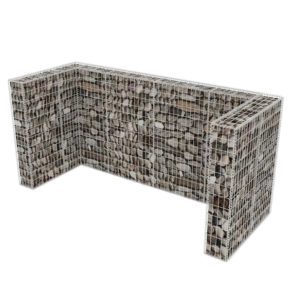 vidaXL Gabion Trash Can Enclosure for 3 Bins Steel 250x100x120cm