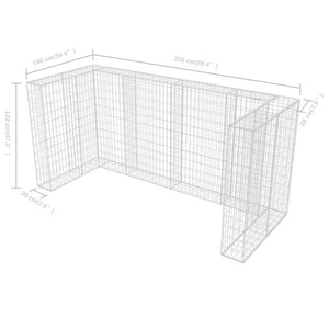 vidaXL Gabion Trash Can Enclosure for 3 Bins Steel 250x100x120cm