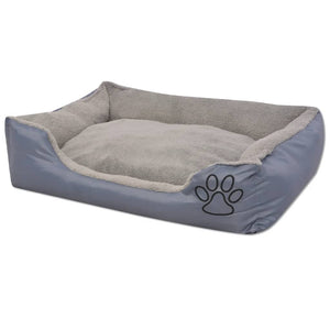 vidaXL Dog Bed with Padded Cushion Size L Grey