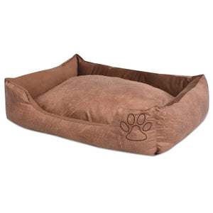 vidaXL Dog Bed with Cushion PU Artificial Leather Size M Beige
