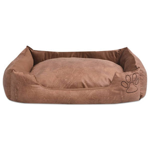 vidaXL Dog Bed with Cushion PU Artificial Leather Size M Beige