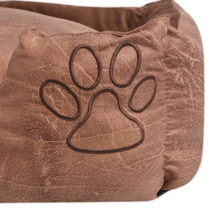 vidaXL Dog Bed with Cushion PU Artificial Leather Size M Beige