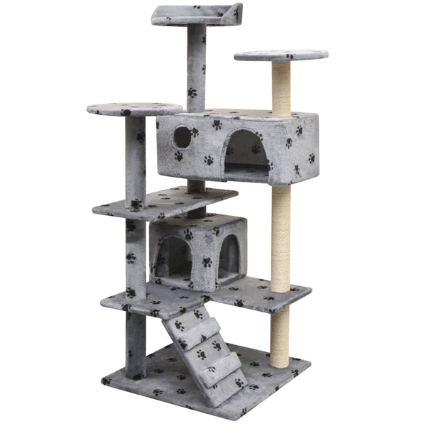 vidaXL Cat Scratching Tree 125 cm Paw Print Grey