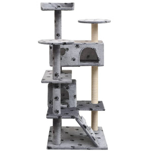 vidaXL Cat Scratching Tree 125 cm Paw Print Grey