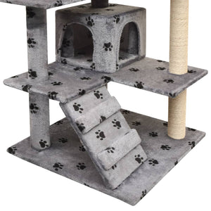 vidaXL Cat Scratching Tree 125 cm Paw Print Grey
