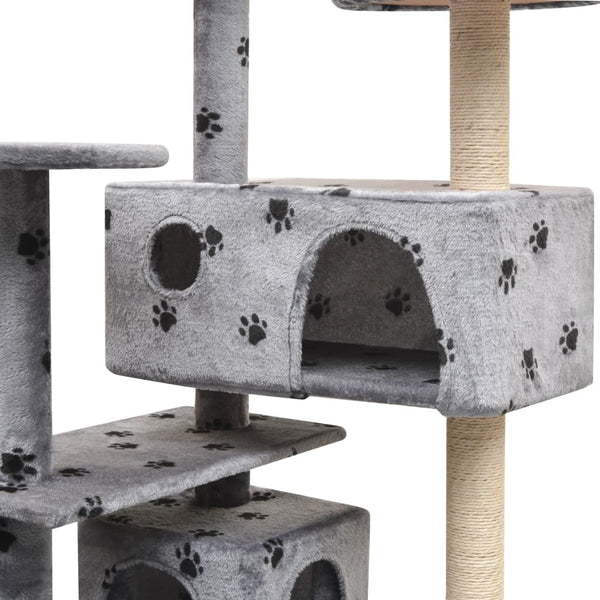 vidaXL Cat Scratching Tree 125 cm Paw Print Grey