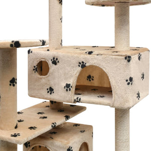 vidaXL Cat Scratching Post 125 cm Paw Print Beige