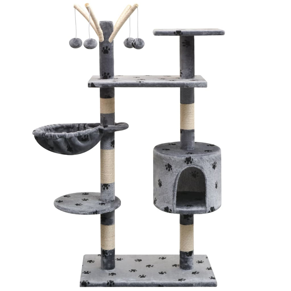 vidaXL Cat Scratching Tree 125 cm Grey with Paw Print