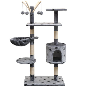 vidaXL Cat Scratching Tree 125 cm Grey with Paw Print