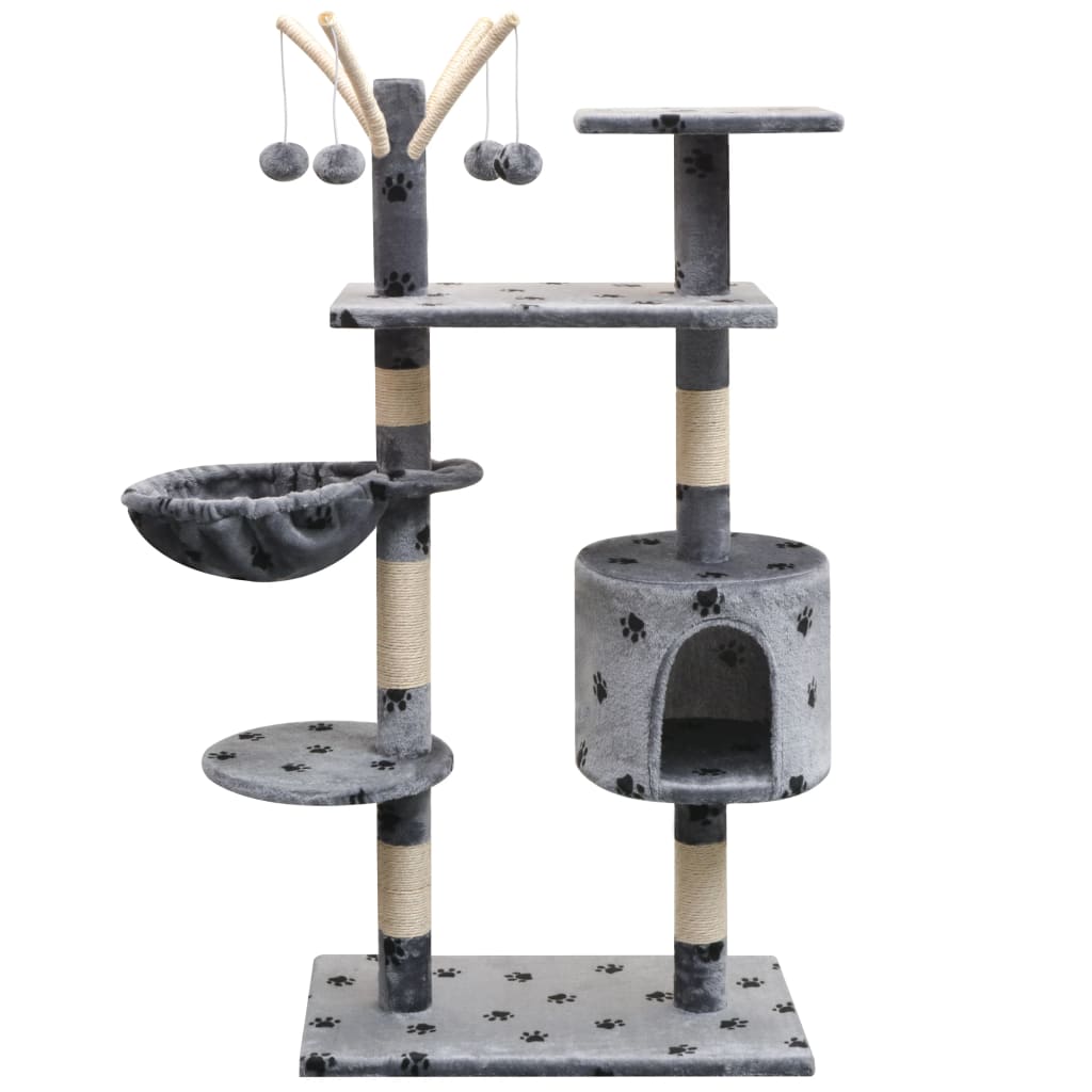 vidaXL Cat Scratching Tree 125 cm Grey with Paw Print