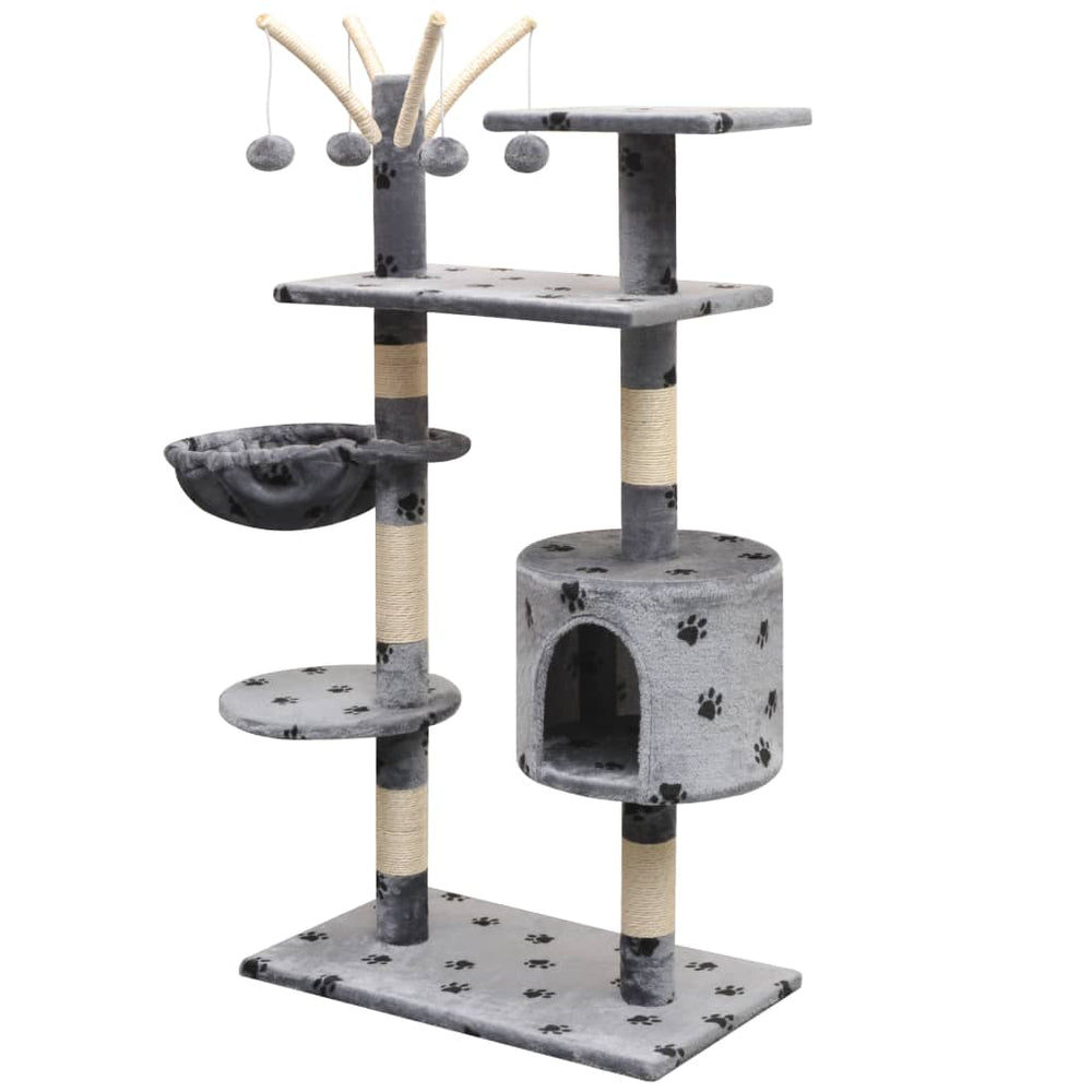 vidaXL Cat Scratching Tree 125 cm Grey with Paw Print