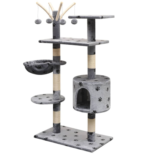 vidaXL Cat Scratching Tree 125 cm Grey with Paw Print
