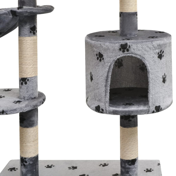 vidaXL Cat Scratching Tree 125 cm Grey with Paw Print