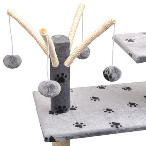 vidaXL Cat Scratching Tree 125 cm Grey with Paw Print