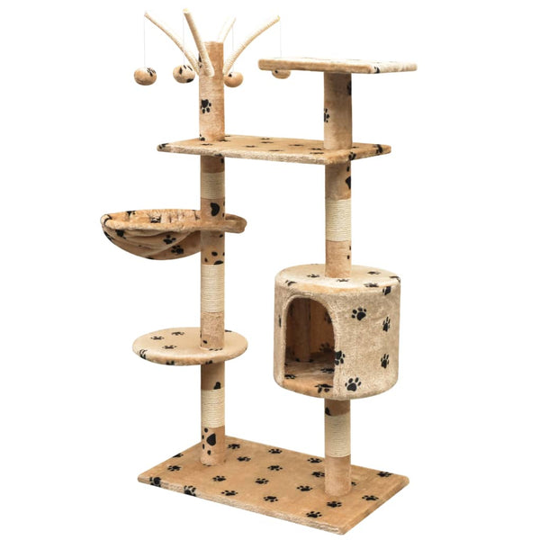 vidaXL Cat Scratching Post 125 cm Beige with Paw Print