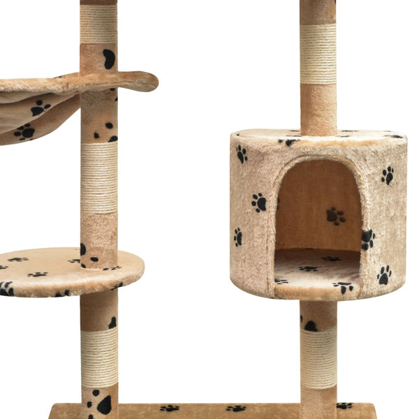 vidaXL Cat Scratching Post 125 cm Beige with Paw Print