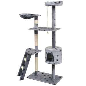 vidaXL Cat Scratching Post 150 cm Paw Print Grey