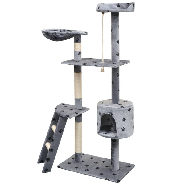 vidaXL Cat Scratching Post 150 cm Paw Print Grey