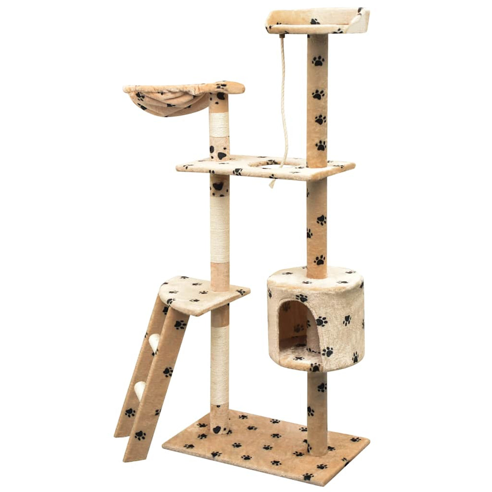 vidaXL Cat Scratching Post Sisal 150 cm Beige with Paw Print