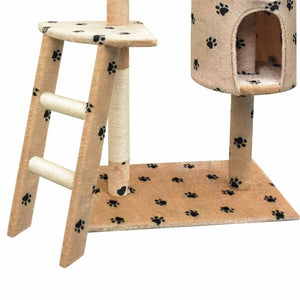 vidaXL Cat Scratching Post Sisal 150 cm Beige with Paw Print