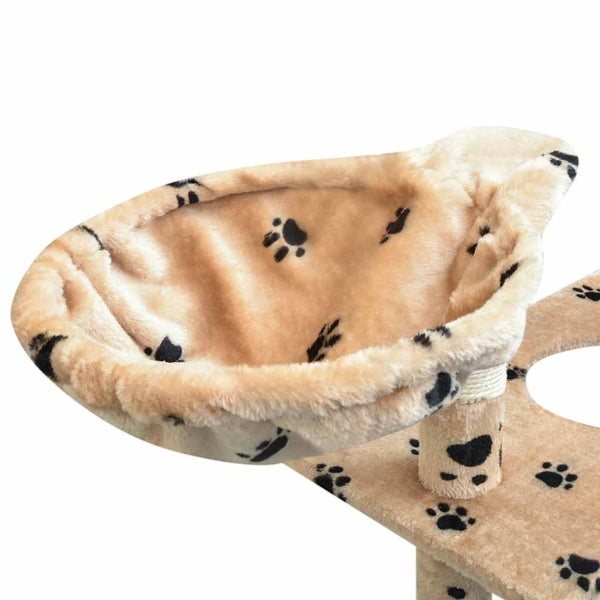 vidaXL Cat Scratching Post Sisal 150 cm Beige with Paw Print