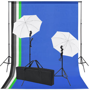 vidaXL Photo Studio Set: 5 Coloured Backdrops & 2 Umbrellas