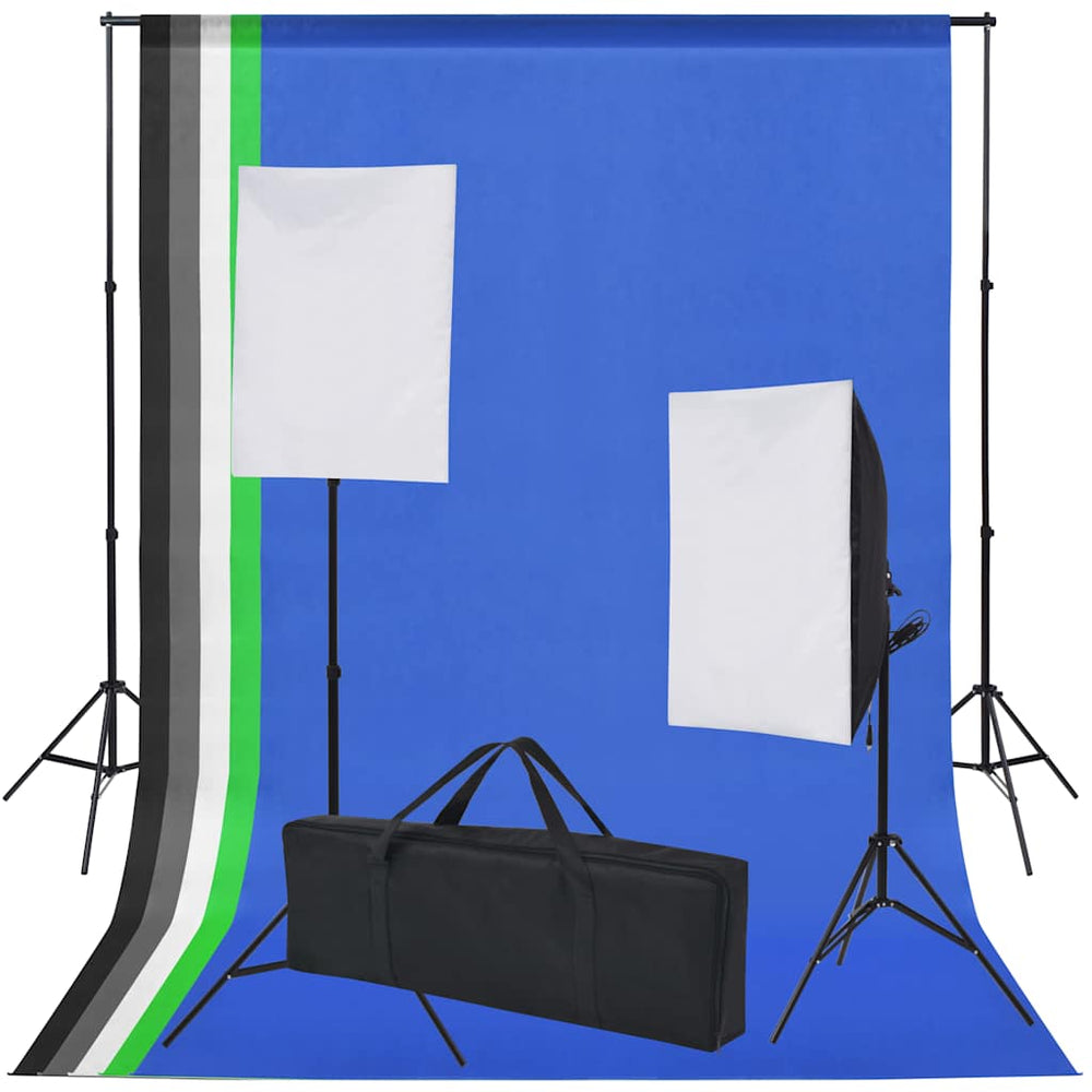 vidaXL Photo Studio Kit with 5 Backdrops & 2 Softboxes