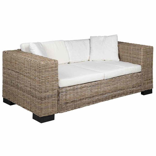 vidaXL 2-Seater Sofa Real Rattan