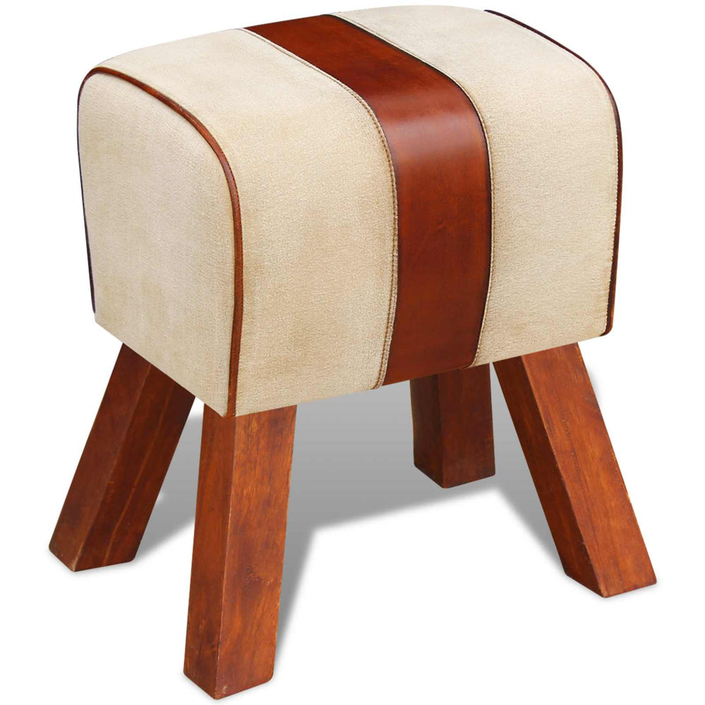vidaXL Book Stool Brown Leather