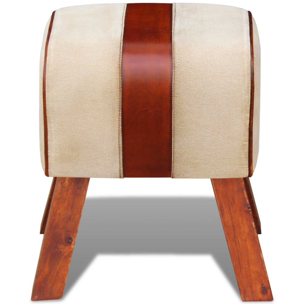 vidaXL Book Stool Brown Leather