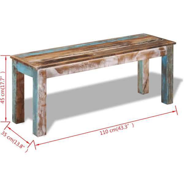 vidaXL Bench Reclaimed Wood 110x35x45 cm
