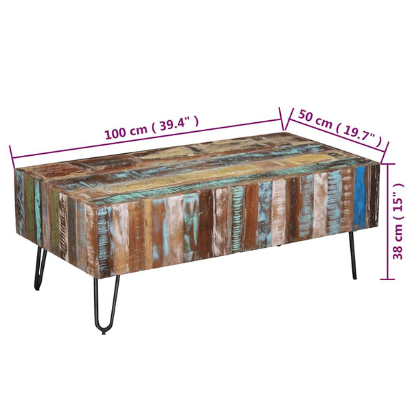 vidaXL Coffee Table Reclaimed Solid Wood 100x50x38 cm