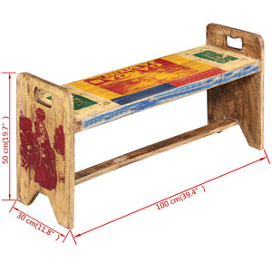 vidaXL Bench Cola Reclaimed Wood 100x30x50 cm