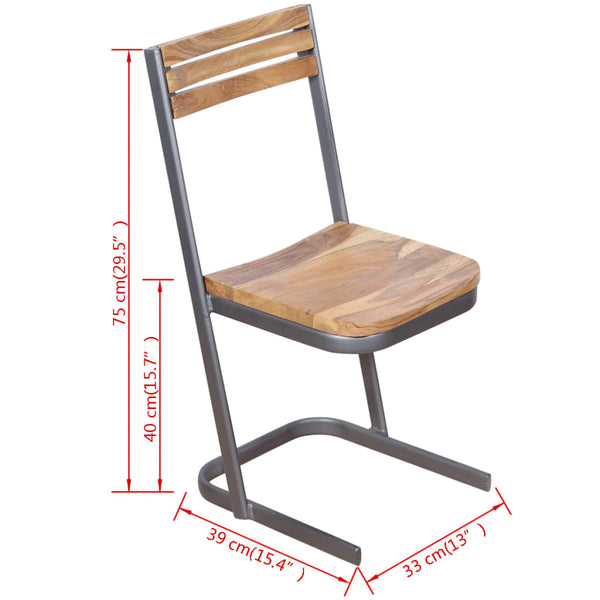 vidaXL Dining Chairs 2 pcs Solid Teak Wood