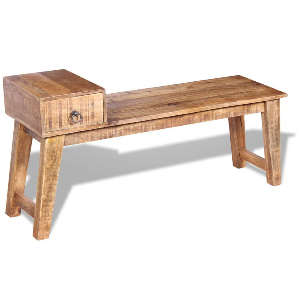 vidaXL Storage Bench with Drawer Solid Mango Wood 120x36x60 cm